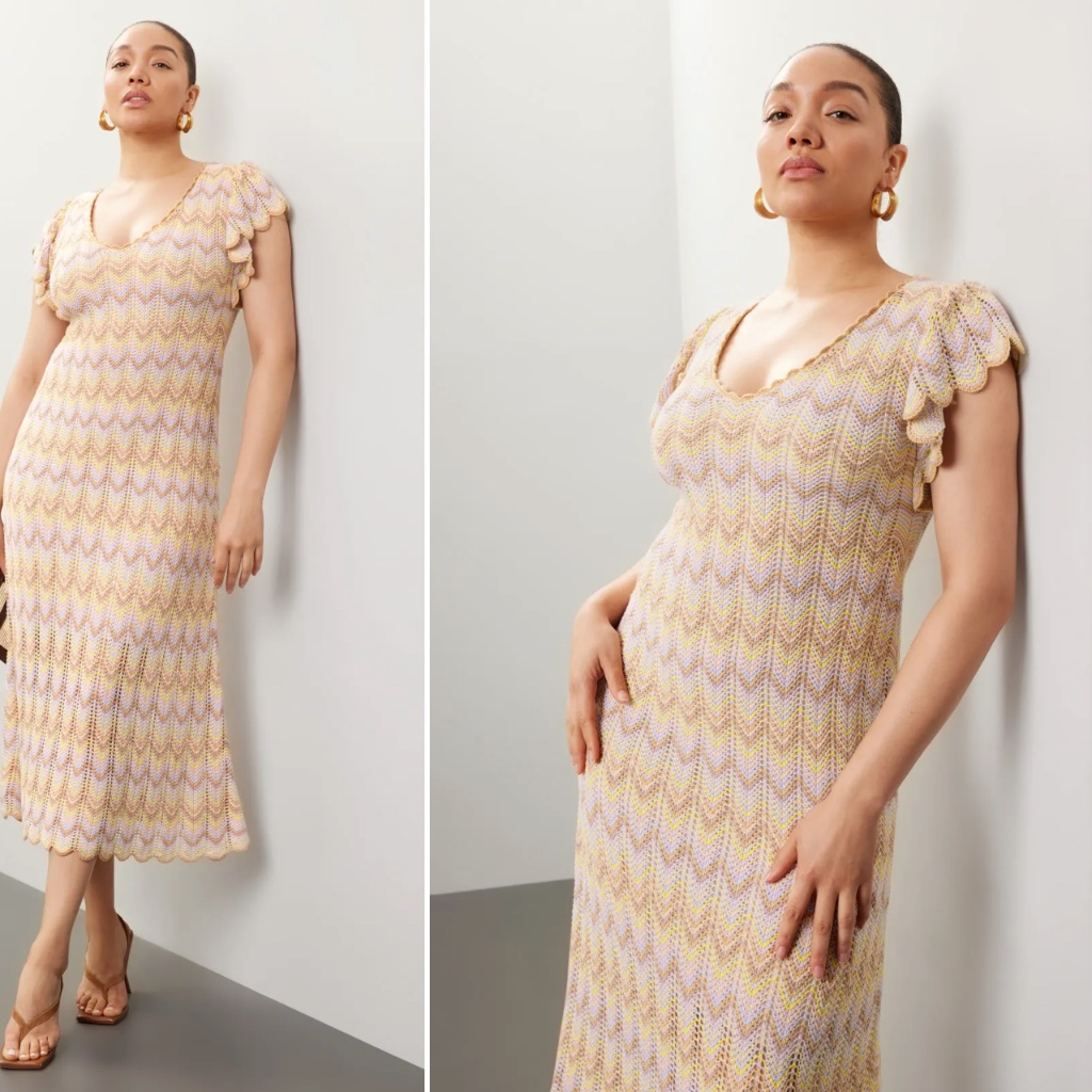 Sz Small S 4-6 Derek Lam 10 Crosby X Rtr Crochet Knit Dress Sweater Rainbow